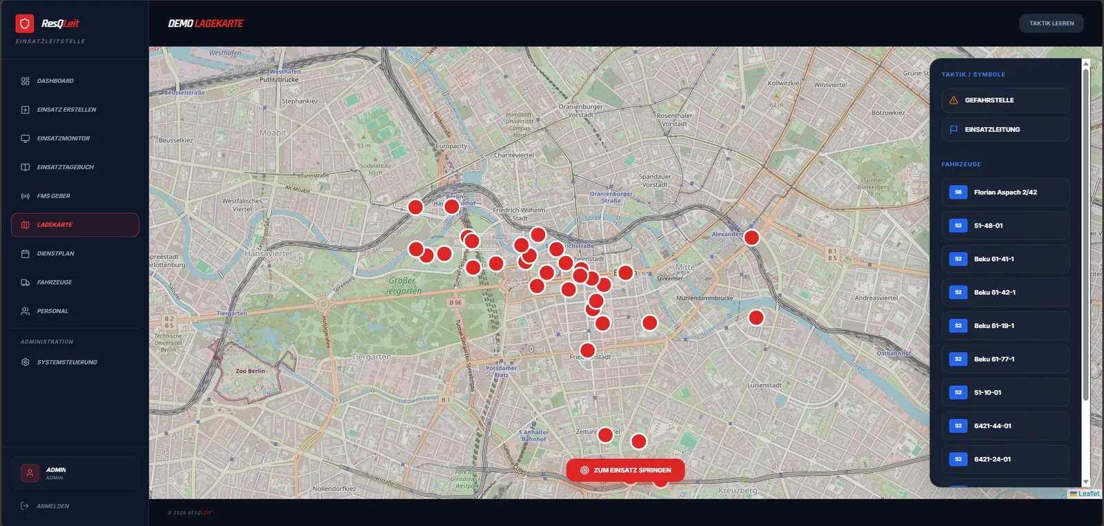 Live-Lagekarte in ResQLeit